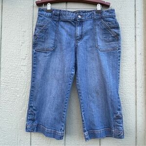 Eddie Bauer Capri Jeans Womens 14‎ Med Wash Blue Vintage 2009 Comfort plus size